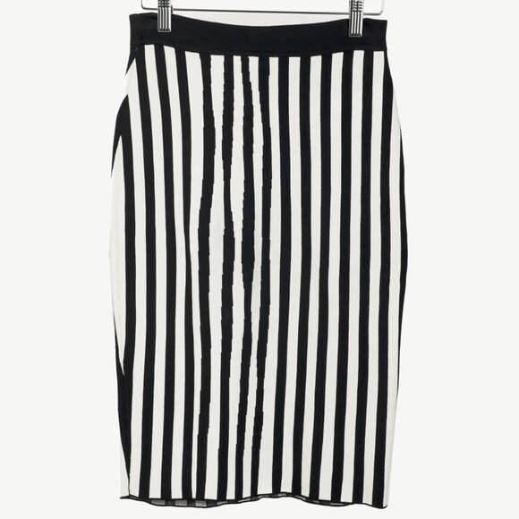 A.L.C. Jake White & Black Striped Knit Pencil Skirt - Picture 3 of 9